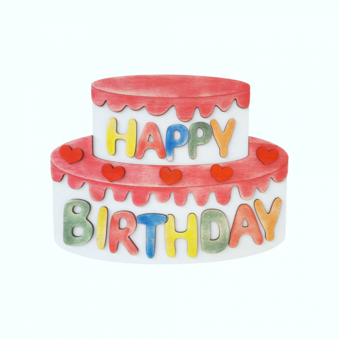Cutie cadou din lemn, model tort, 32x26x9cm [3]