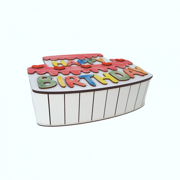 Cutie cadou din lemn, model tort, 32x26x9cm [2]