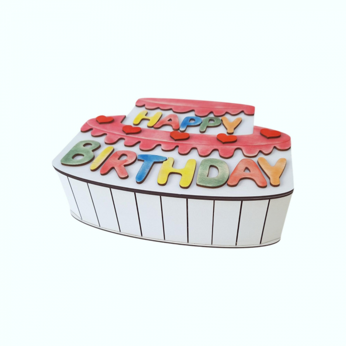 Cutie cadou din lemn, model tort, 32x26x9cm [4]