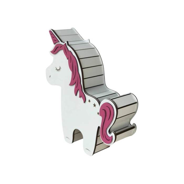 Cutie cadou din lemn, model unicorn, 30x31x9cm [3]