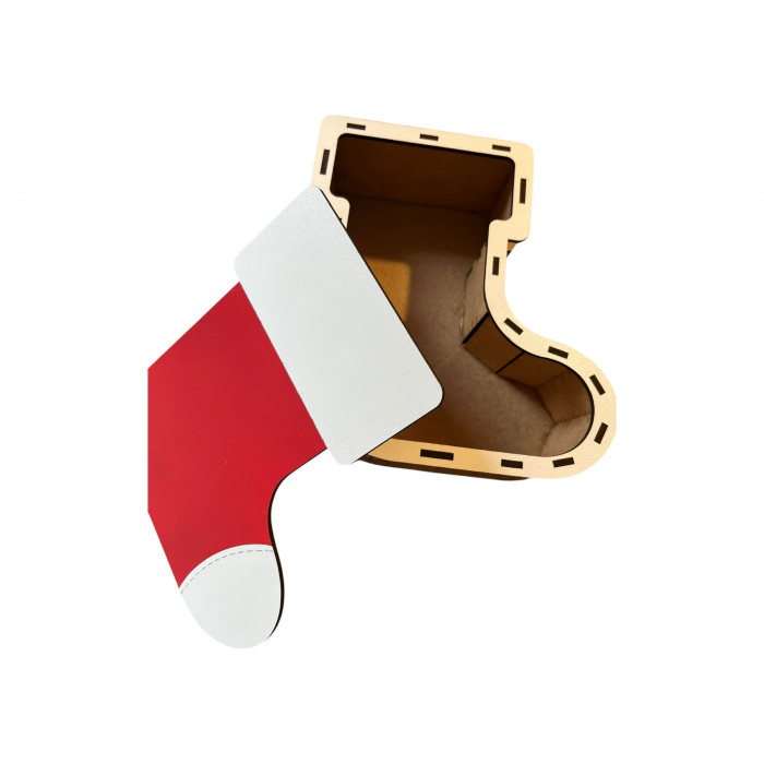 Cutie cadou in forma de gheata pentru Mos Nicolae, HDF, Rosu, 18×17x9 cm [2]