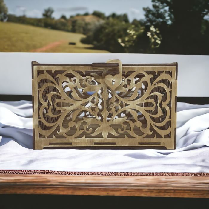 Cutie dar evenimente din lemn, design vintage, 30x24x18cm [4]