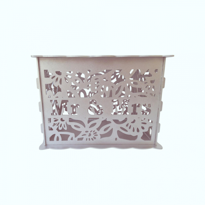 Cutie dar nunta pentru plicuri, HDF, argintiu, 30x24x22.5CM [4]
