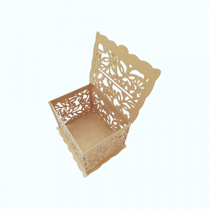 Cutie dar pentru plicuri de nunta, HDF, auriu, 30x24x22.5CM [4]
