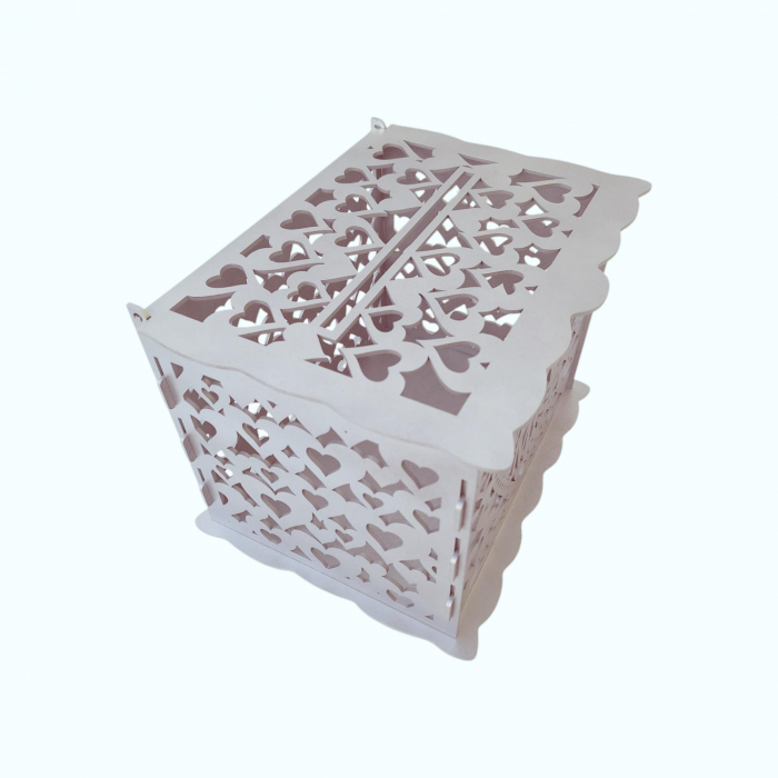 Cutie de bani pentru cununia civila din HDF, argintiu, 30x24x22.5CM [3]