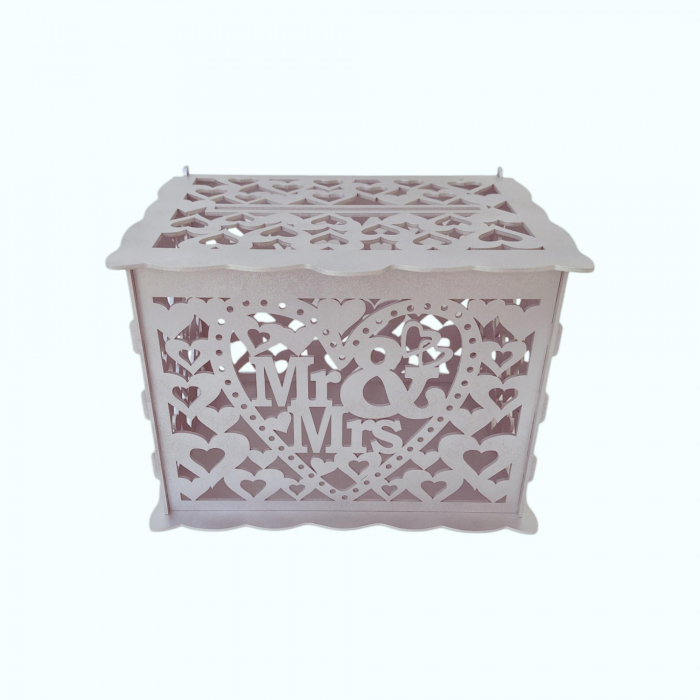 Cutie de bani pentru cununia civila din HDF, argintiu, 30x24x22.5CM [2]