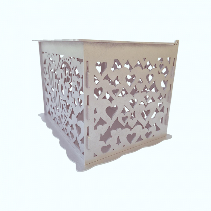 Cutie de bani pentru cununia civila din HDF, argintiu, 30x24x22.5CM [8]