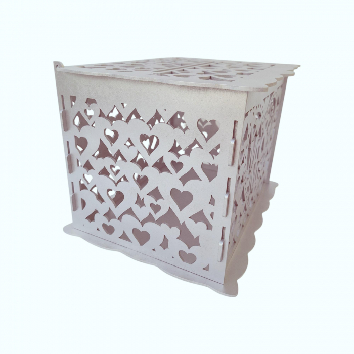 Cutie de bani pentru cununia civila din HDF, argintiu, 30x24x22.5CM [6]