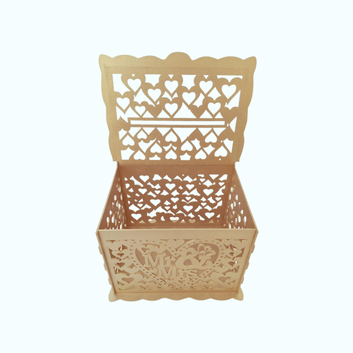 Cutie de bani pentru cununia civila din HDF, auriu, 30x24x22.5CM [7]