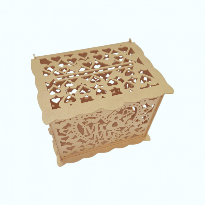 Cutie de bani pentru cununia civila din HDF, auriu, 30x24x22.5CM [2]