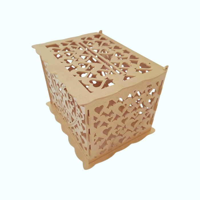 Cutie de bani pentru cununia civila din HDF, auriu, 30x24x22.5CM [4]