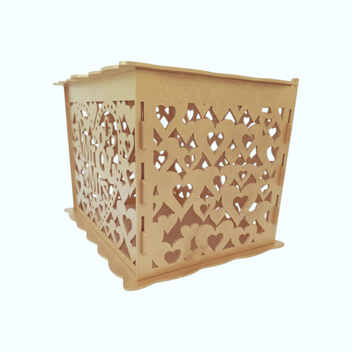 Cutie de bani pentru cununia civila din HDF, auriu, 30x24x22.5CM [8]