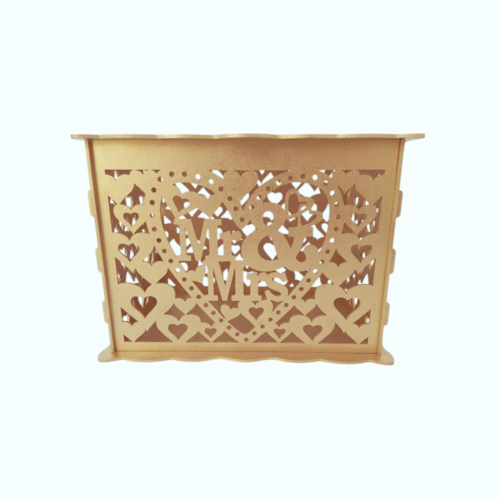 Cutie de bani pentru cununia civila din HDF, auriu, 30x24x22.5CM [3]