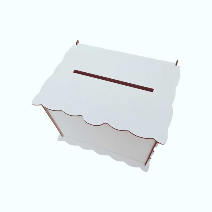 Cutie de bani pentru nunta sau botez, HDF alb, 30x24x22,5cm [4]