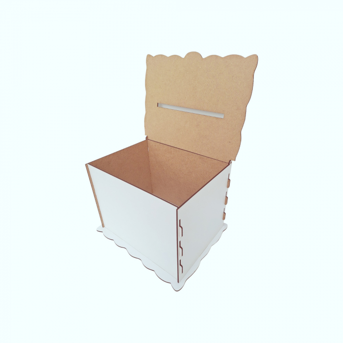 Cutie de bani pentru nunta sau botez, HDF alb, 30x24x22,5cm [2]