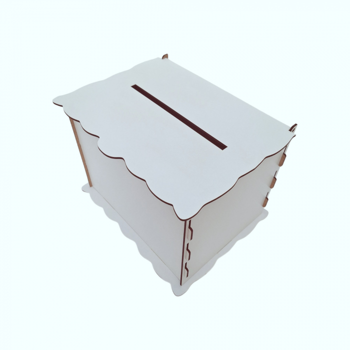 Cutie de bani pentru nunta sau botez, HDF alb, 30x24x22,5cm [8]