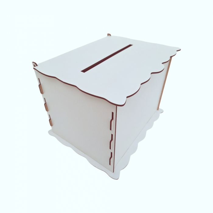 Cutie de bani pentru nunta sau botez, HDF alb, 30x24x22,5cm [6]