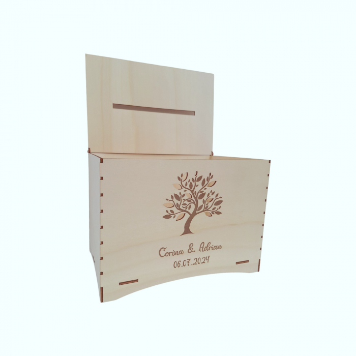 Cutie de dar din lemn - model Copac [5]