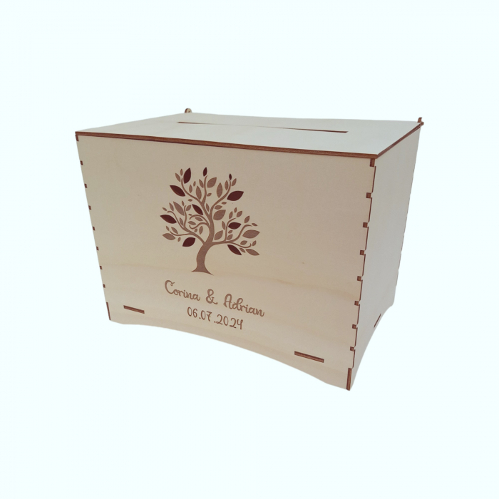 Cutie de dar din lemn - model Copac [2]