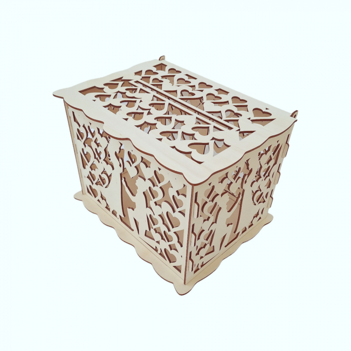 Cutie de dar pentru nunta, cerere in casatorie, lemn, 30x24x22.5cm [7]