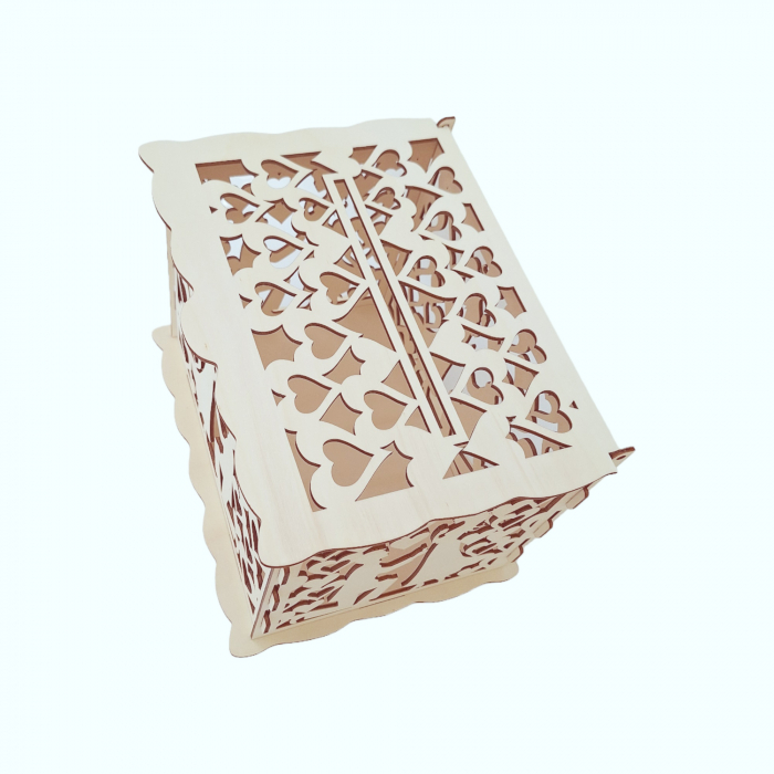 Cutie de dar pentru nunta, cerere in casatorie, lemn, 30x24x22.5cm [9]