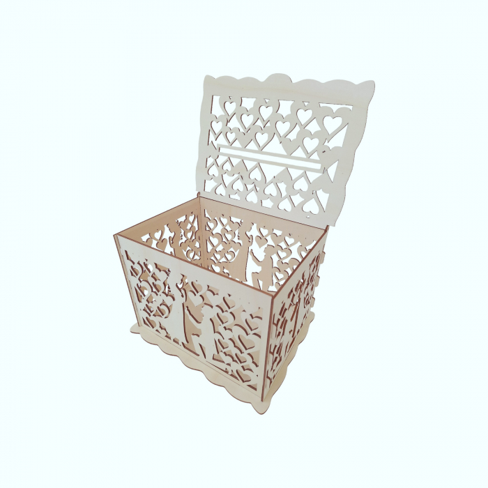 Cutie de dar pentru nunta, cerere in casatorie, lemn, 30x24x22.5cm [4]