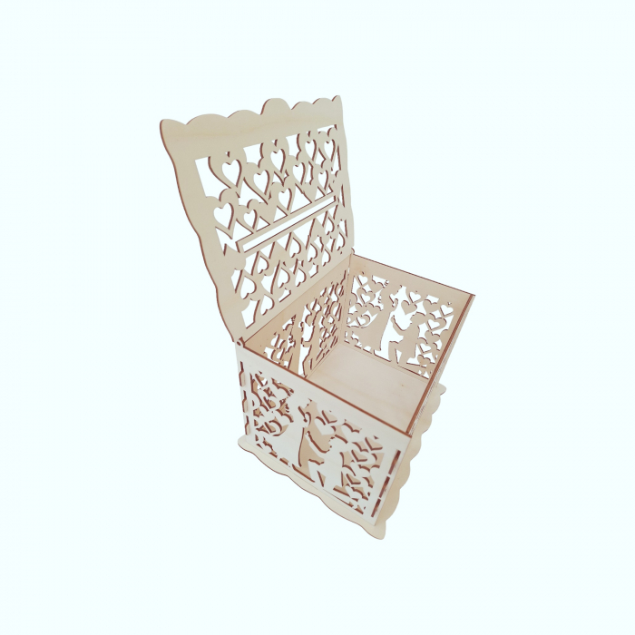 Cutie de dar pentru nunta, cerere in casatorie, lemn, 30x24x22.5cm [8]