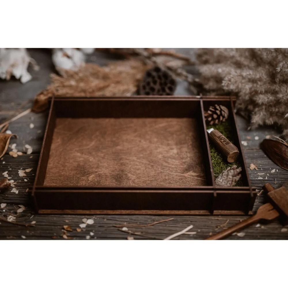 Cutie lemn cu loc pentru poze si stick USB, cutie vintage, 23x14x3.5CM [2]