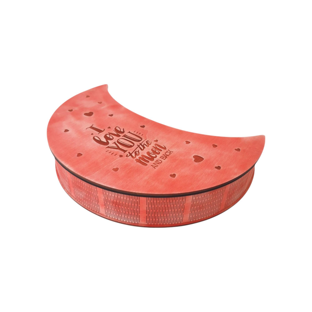 Cutie pentru fotografii si stick USB, forma luna, rosu vintage, 37x25x7CM [9]