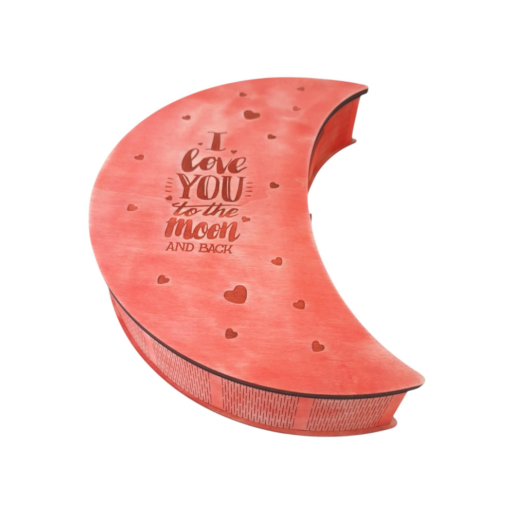 Cutie pentru fotografii si stick USB, forma luna, rosu vintage, 37x25x7CM [5]
