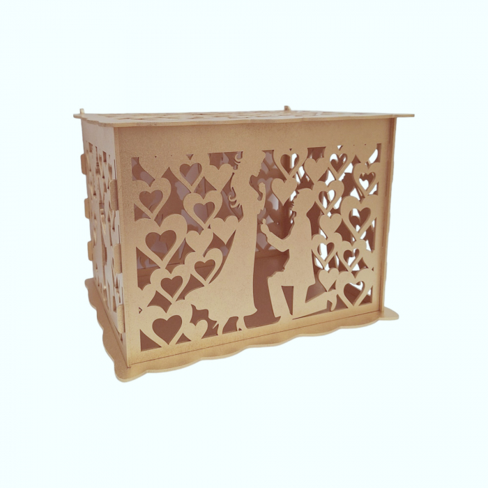 Cutie pentru plicuri dar de nunta, HDF, auriu, 30x24x22.5CM [8]