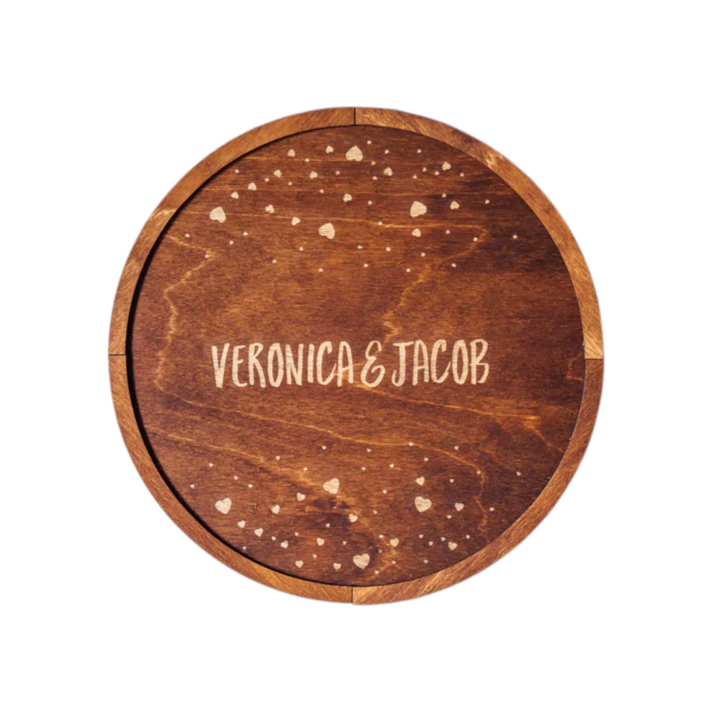 Cutie pentru poze 10x15cm si stick usb, rotunda, lemn - personabila [6]