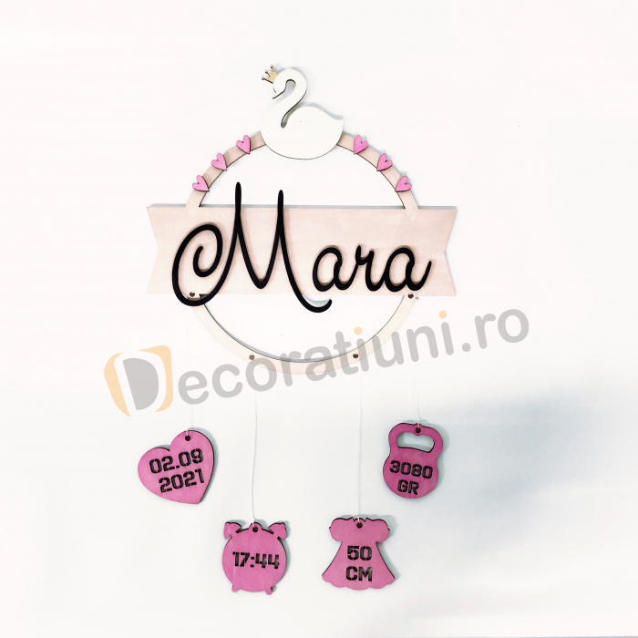 Decoratiune din lemn pentru bebe - model lebada [3]