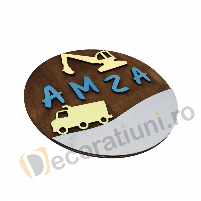 Decoratiune nume copil personalizata din lemn - model desert [2]