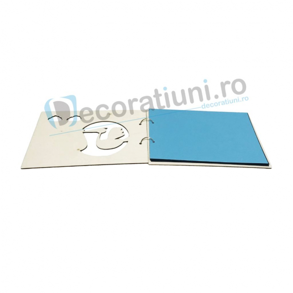 Guestbook din lemn pentru botez - model barza [3]