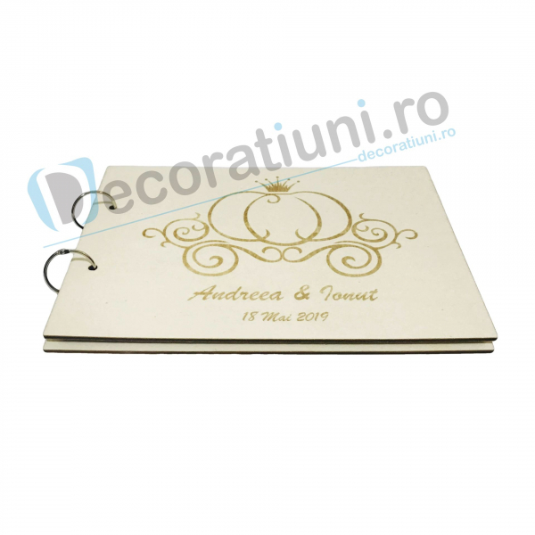 Guestbook din lemn personalizat, guestbook nunta - model caleasca [4]