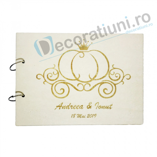 Guestbook din lemn personalizat, guestbook nunta - model caleasca [5]