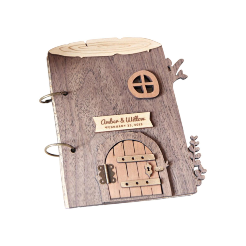 Guestbook nunta din lemn personalizat - model casuta din copac [7]