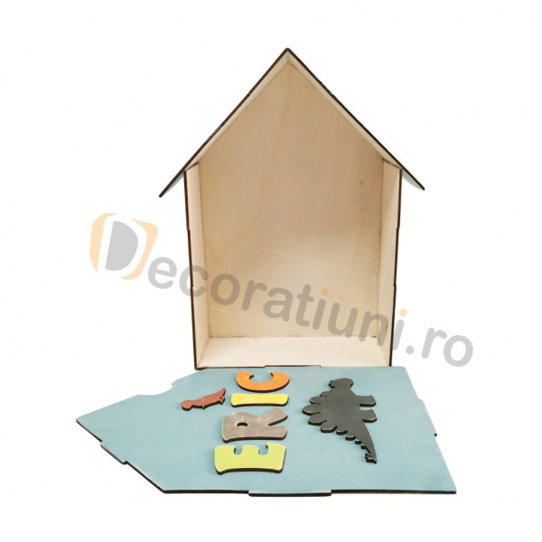 Cutie din lemn pentru cadouri - model casa [5]