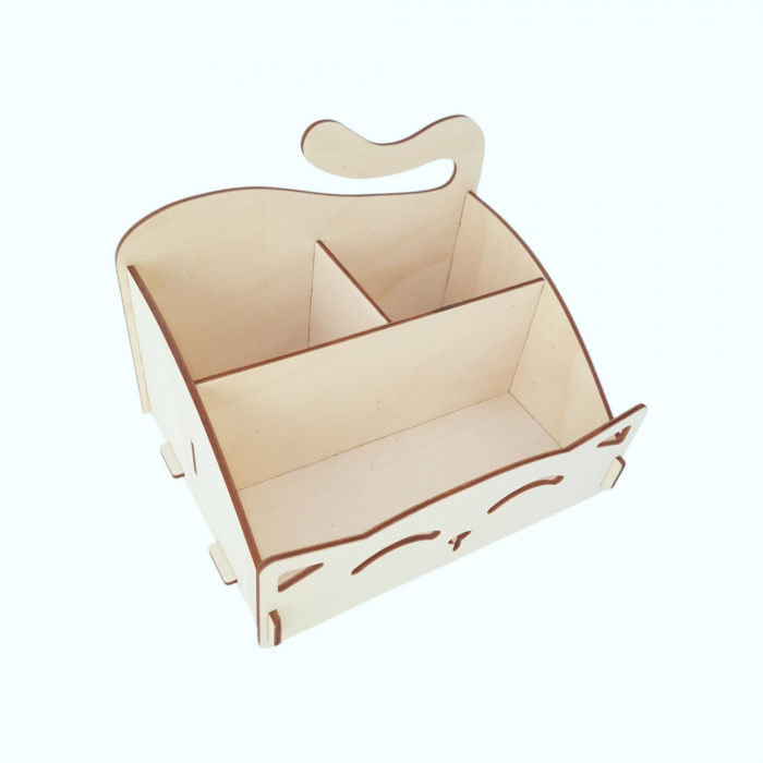 Organizator birou din lemn, model pisica, 20x15x15cm [2]