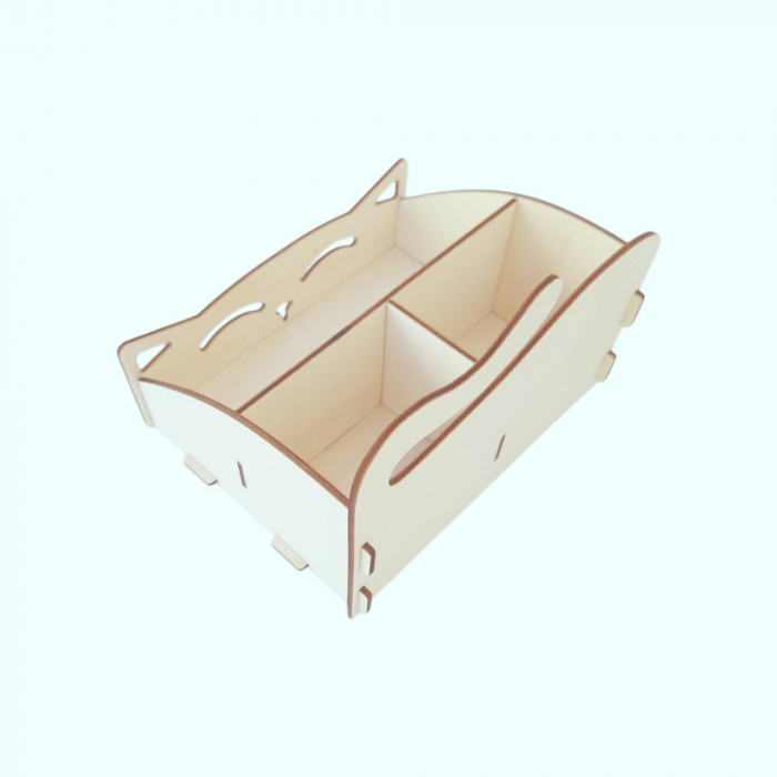 Organizator birou din lemn, model pisica, 20x15x15cm [9]