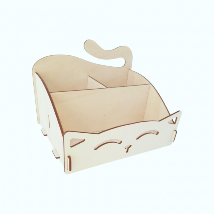 Organizator birou din lemn, model pisica, 20x15x15cm [4]