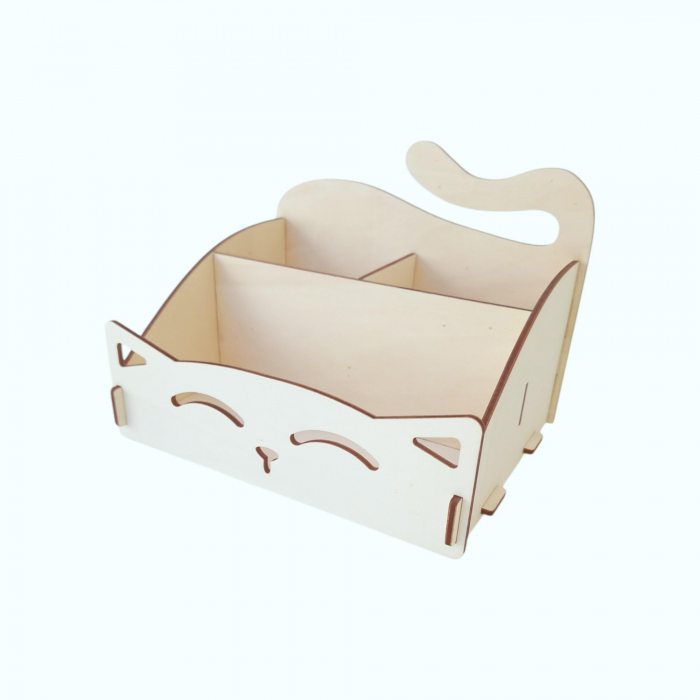 Organizator birou din lemn, model pisica, 20x15x15cm [3]