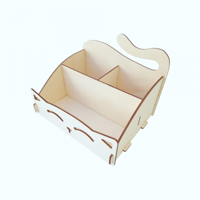 Organizator birou din lemn, model pisica, 20x15x15cm [7]
