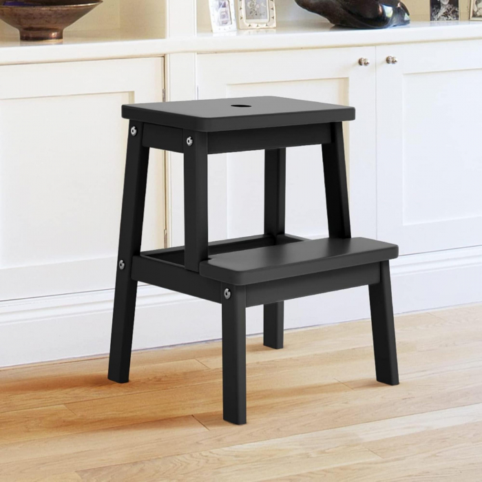 Inaltator cu 2 trepte din lemn de fag, negru, 43x39x50cm [9]