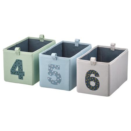 Set 3 cutii depozitare verde albastru bej 17x27x17 cm [2]