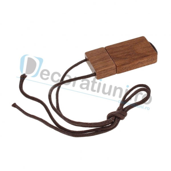 Stick usb cu snur si cutie personalizata - lemn nuc [2]