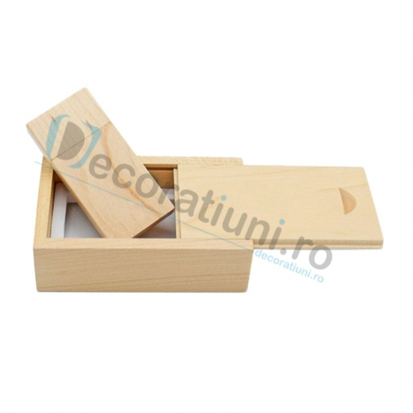 Stick usb personalizat blanko si cutie - lemn artar [3]