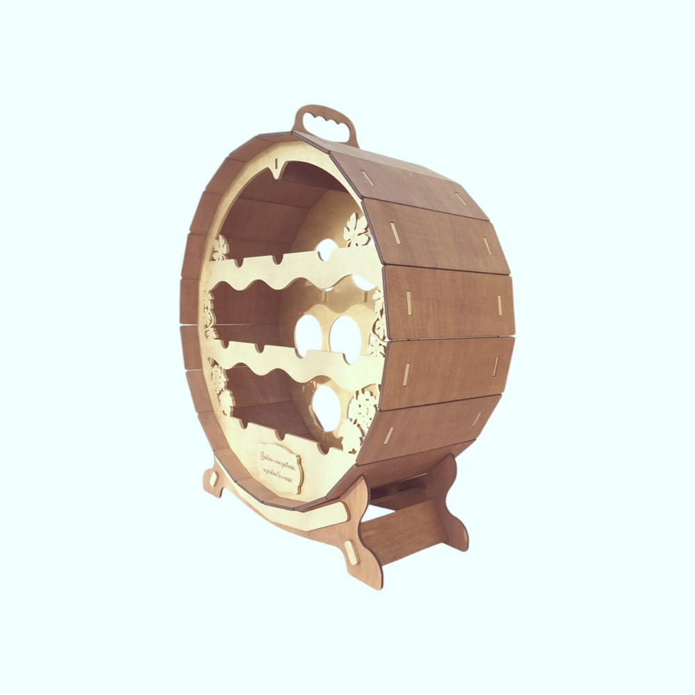 Suport din lemn pentru 10 sticle de vin, maro-auriu, 57x30x63CM [5]