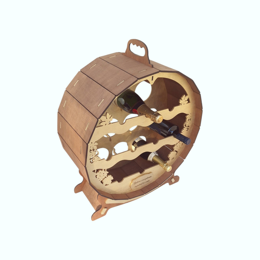 Suport din lemn pentru 10 sticle de vin, maro-auriu, 57x30x63CM [9]